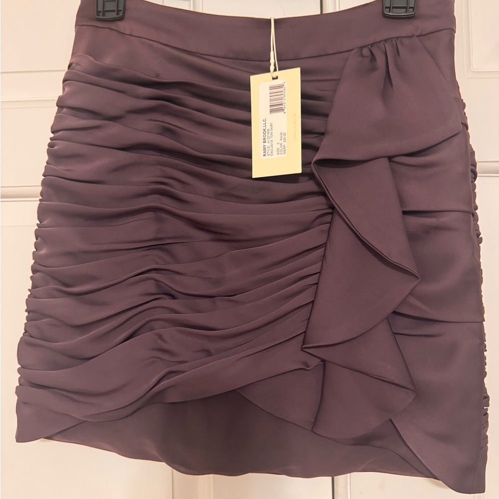 Ramy Brook Purple Ruched Mini Skirt